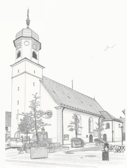 Skizze der Kirche (St. Vitus, Hayingen)